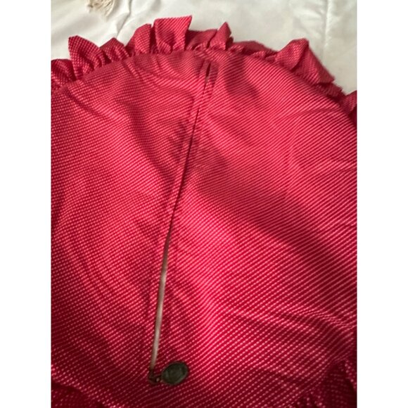 VTG Pier 1 Round Boho Ruffle Pillow Set Red Polka Dot Embroidered Floral Design - Picture 16 of 16